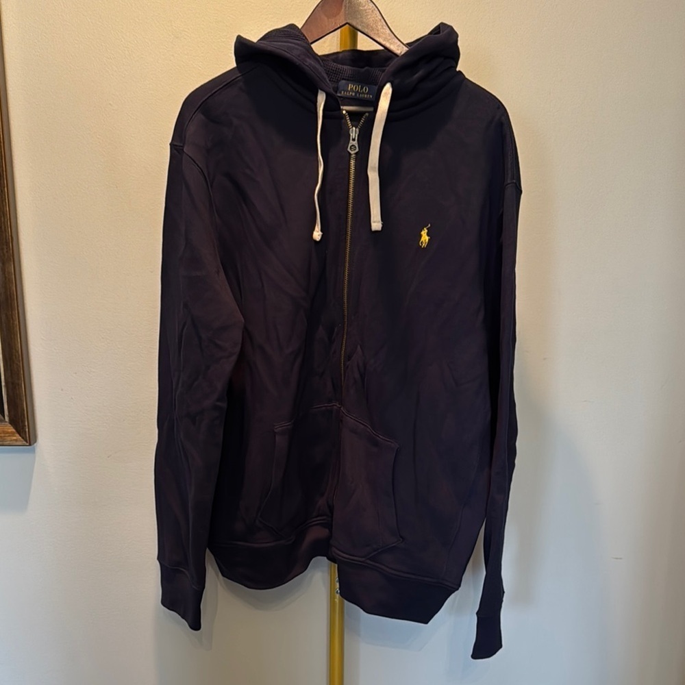 Polo by Ralph Lauren Men's Navy Hoodie full zip Sweatshirt EUC XXL